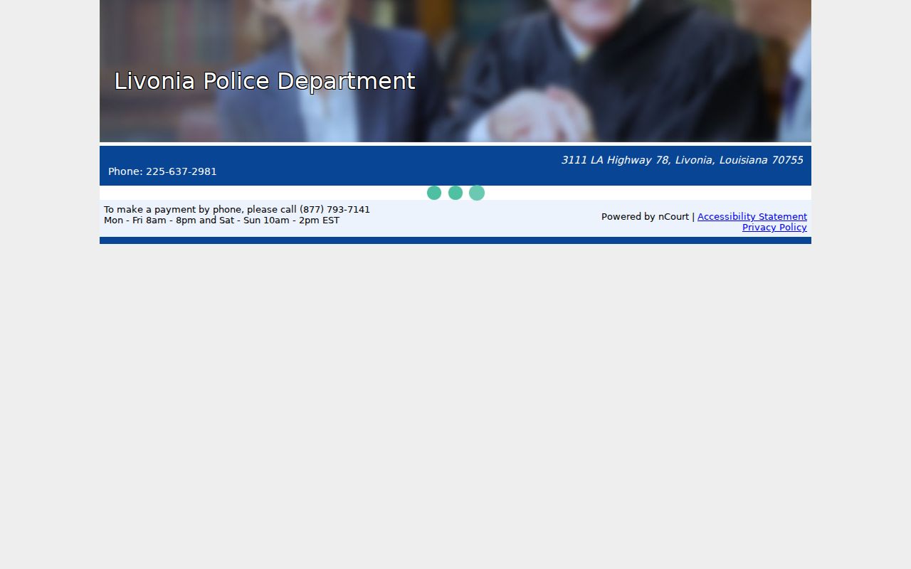 Livonia police nCourt payment page used for Livonia warrant records citation questions