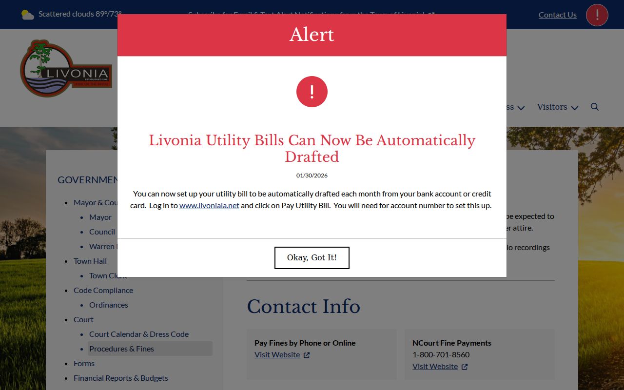Livonia court conduct rules page reviewed for Livonia warrant records appearances