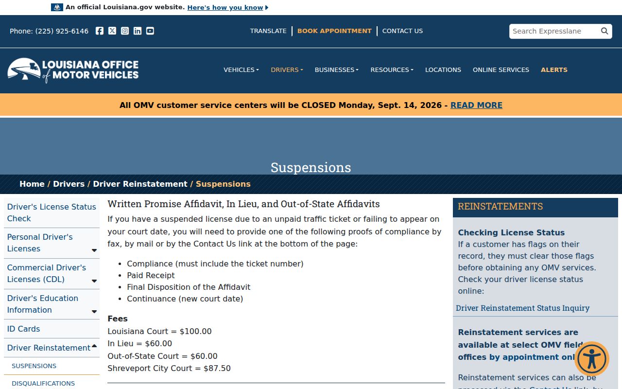 Louisiana traffic failure to appear statute used for Pointe Coupee Parish traffic warrant records