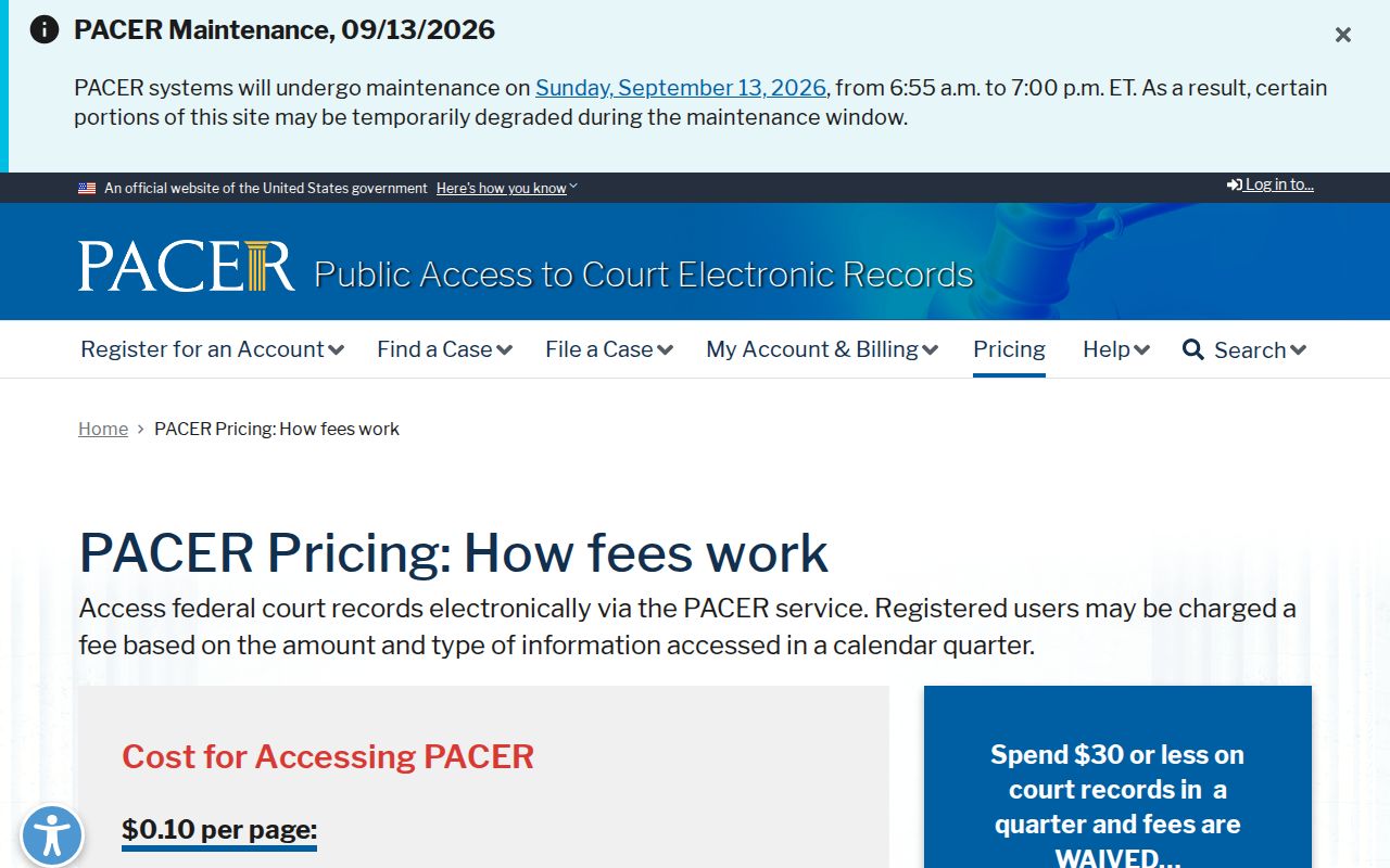PACER case locator fee page compared with Pointe Coupee Parish warrant records sources